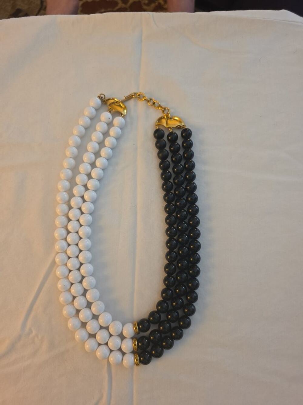 Vintage Monet Black and White Beaded Necklace